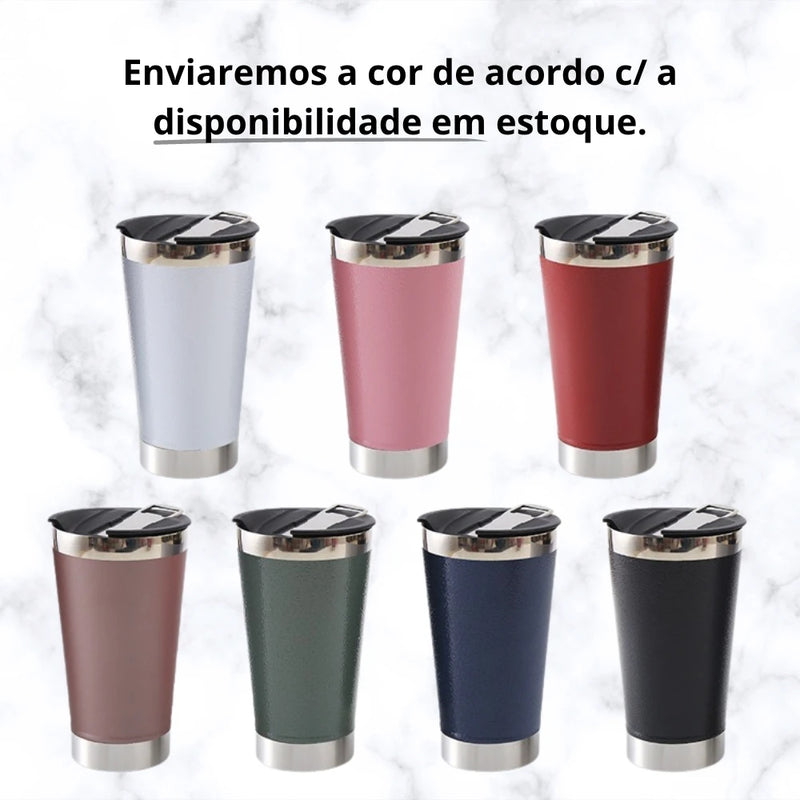 Copo Térmico 473ml COM TAMPA E Abridor Inox