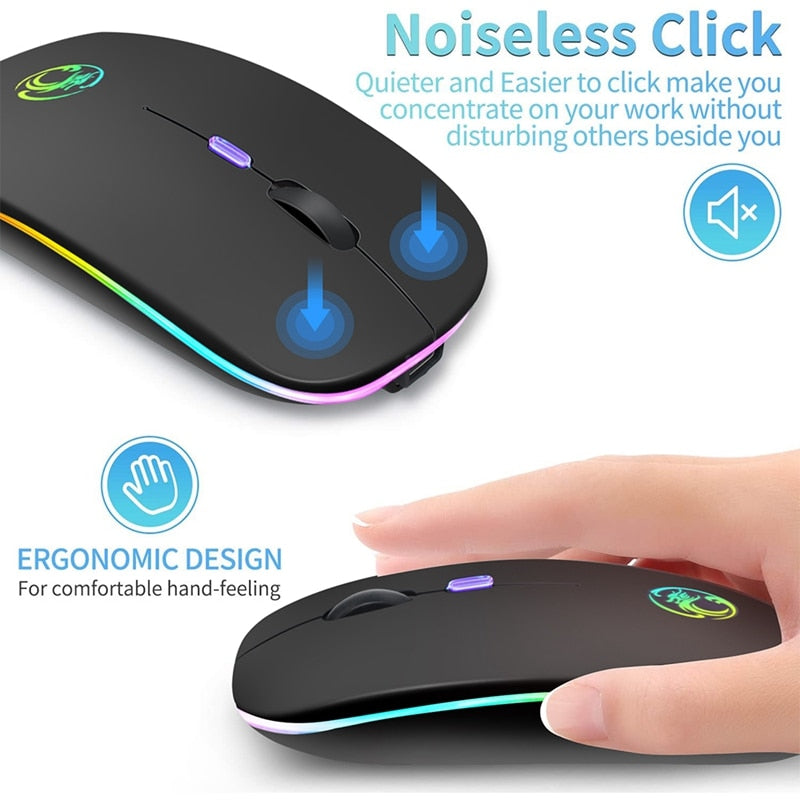 Mouse Wireless Bluetooth RGB Recarregável iMice